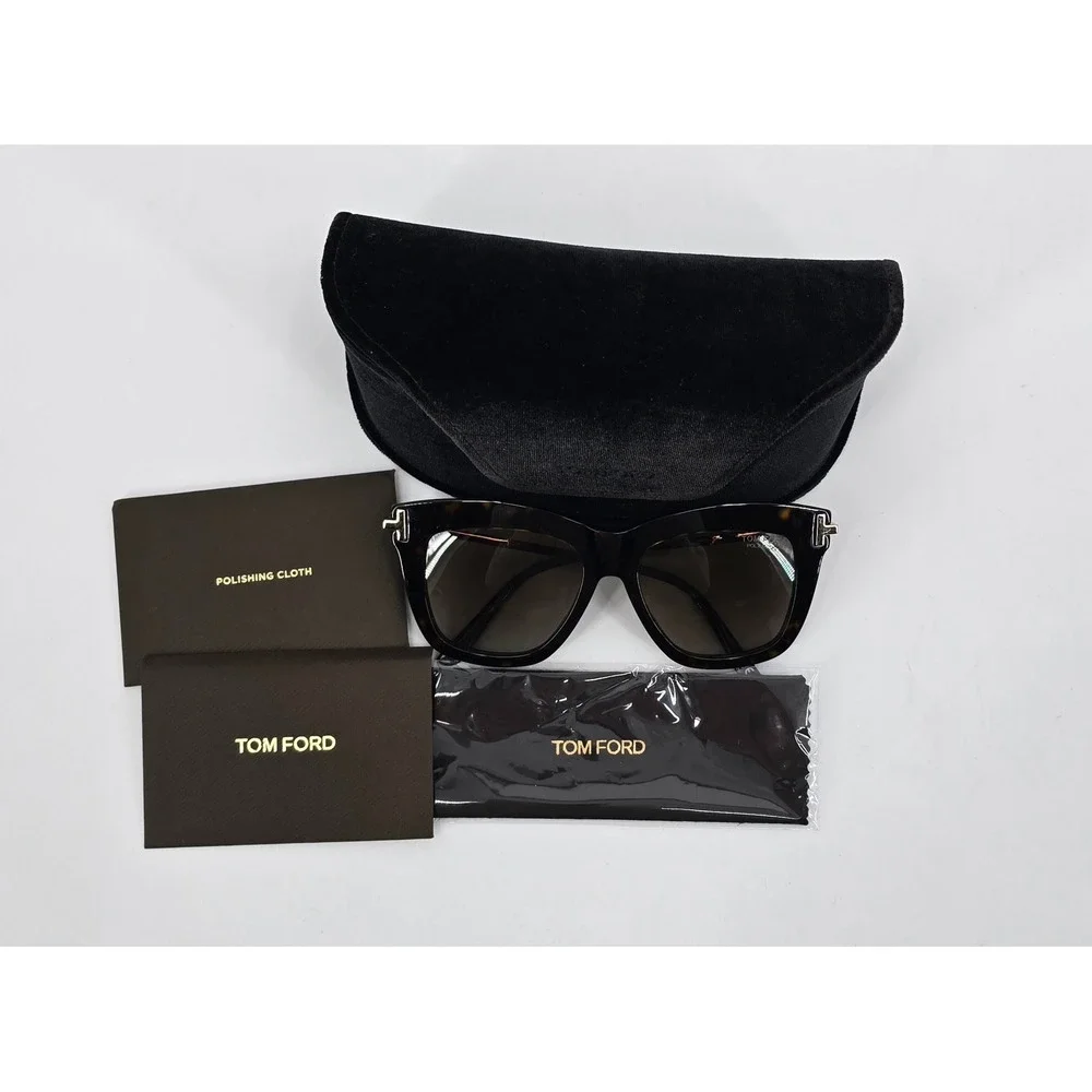 Tom Ford Dasha TF922 52H Polarized Tortoise Square Sunglasses Gold Italy